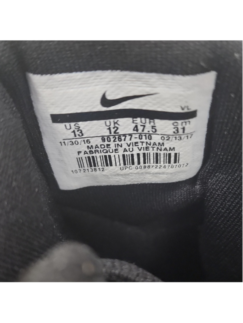 Nike Force Savage 902677-010 Men's Black White Football Cleats Size 13 - Picture 6 of 6